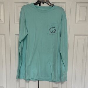 Ivory Ella Teal Long Sleeve Shirt with Elephant Pocket